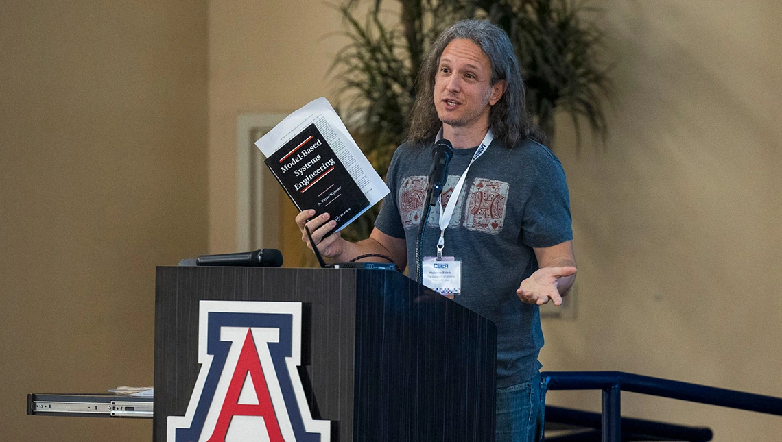 Alejandro Salado, director of systems engineering speaking at the 2023 SERC Conference.
